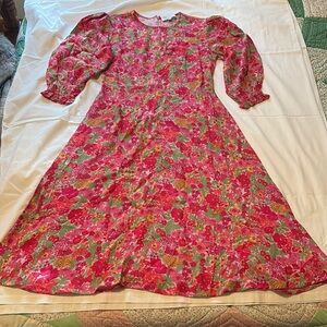 Size Small Floral Pink and Green Women's Dress